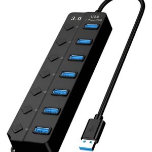 Multiplicador De Puertos Usb 3.0 7 Puertos Conector Multiple Negro