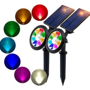 Lampara De Panel Solar Led Exteriores 7 Colores  Negro