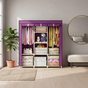 Closet Armario Doble Desarmable Portatil Con Forro Fucsia