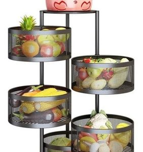 Organizador Metálico Giratorio Multiusos 4 Niveles Redondo Negro Metal