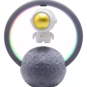 Lampara Astronauta Con Luz Led Parlante Recargable Luna Gris Gris