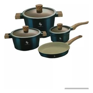 Juego Ollas Schaffhausen 7 Piezas Praga Bateria Marmol Verde Musgo