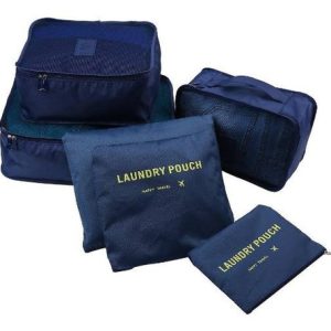Organizador De Equipaje Laundry Pouch Azul Marino 6 Unidades Impermeable Plegable