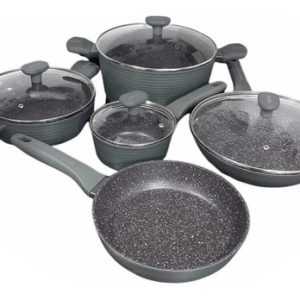 Juego De Ollas En Marmol Antiadherentes 9 Piezas Renahouse Verde Oscuro