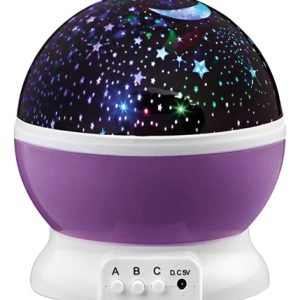 Lampara Niños Proyeccion De Estrellas Duerme Bien Proyector  Morado
