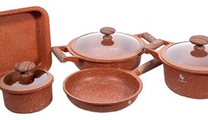 Batería Ollas En Granito 8 Piezas Schaffhausen Antiadherente Color Café (autum)