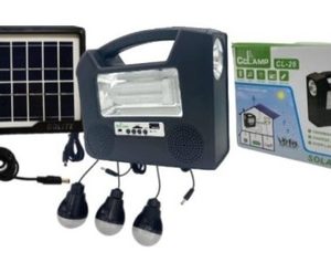 Kit Panel Solar Camping 3 Bombillas Usb Radio Linterna Mp3 Negro
