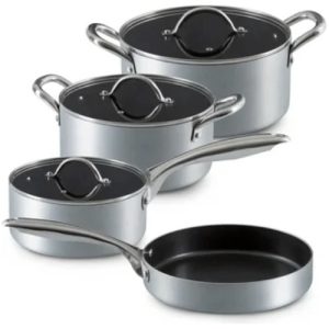 Batería De Ollas Antiadherente 7 Piezas Ilko Silver  Plateado