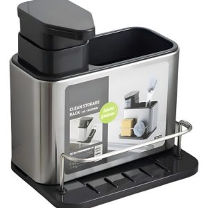 Dispensador De Lavalozas Jabón Y Porta Esponja Organizador C Color Plateado