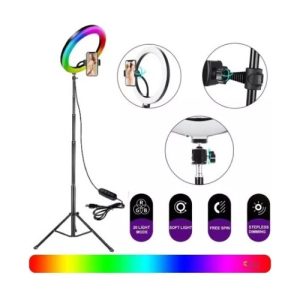 Aro De Luz 26 Cm Con Trípode Profesional 2 Metros De Altura Negro