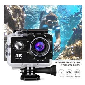 Camara 4k Deportiva Wifi Sumergible Casco Moto Con Control Color Negro