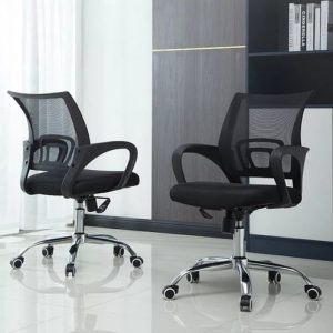 Silla Ejecutiva De Escritorio Ergonómica Negra Giratoria Negro Cuero Sintético