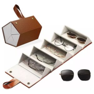 Estuche Organizador Anteojos Gafas Sol 5 Ranuras Multiusos Chocolate