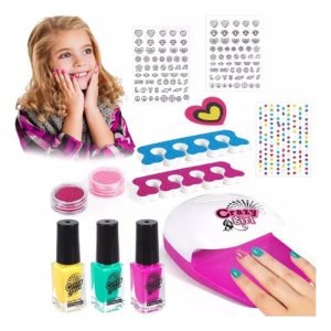 Set Manicure Belleza Juguete Secador Decorador Uñas Niñas