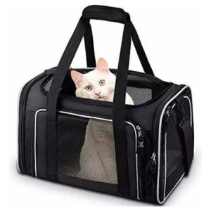 Transportador Maleta Bolso Mascotas Gatos Aviones Plegable Negro