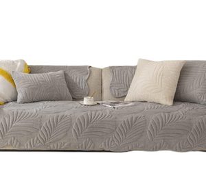 Protector De Sofa Forro Para Mueble 110 X 180  Gris Hojas