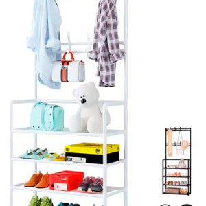 Zapatera Perchero Multi Organizador 4 Niveles Montable Rack Color Blanco