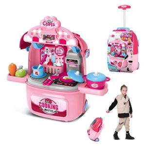 Juego De Maleta Didáctica Cocina Con Luces Y Sonido Niña Rosada