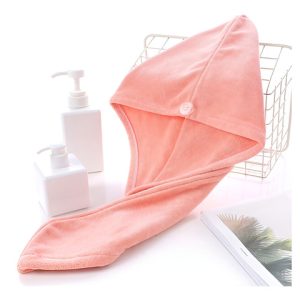 Toalla De Secado Para Cabello Tipo Turbante Color Rosado