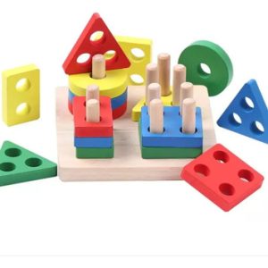 Juego Didactico Para Niños Encajar Figuras Geométrica Madera Caqui