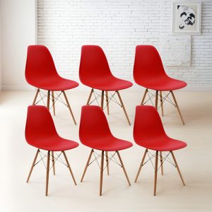 Kit 6 Sillas Eames / Comedor, Restaurante/ Estructura De La Silla Rojo