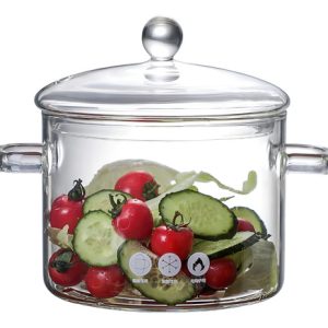 Olla De Vidrio Resistente Al Calor Cacerola Transparente Color Blanco