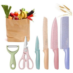 Set De Cuchillos 6 Piezas Acero Inoxidable Multiusos Multicolor