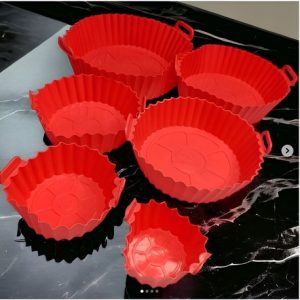 X6 Bandejas De Silicona Para Airfryer Freidora Protector Color Rojo