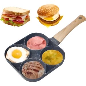 Sarten Antiadherente 4 Puestos Para Huevos Arepas Pancakes Color Negro