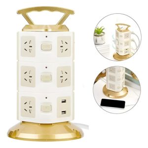 Multitoma Vertical 12 Tomas 2 Puertos Usb 2500w 3 Niveles Blanco Con Protección