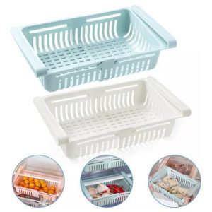 Cajón Organizador De Plástico Para Nevera Expandible Blanco