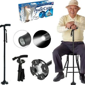 Linterna De 4 Puntos Con Forma De Bastón De Aluminio Plegable Y Ajustable