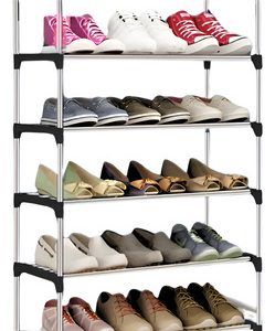 Zapatero De 6 Niveles De Acero Inoxidable Organizador De Zapatos Armable Para 18 Pares Fsy Fasilyt Color Negro