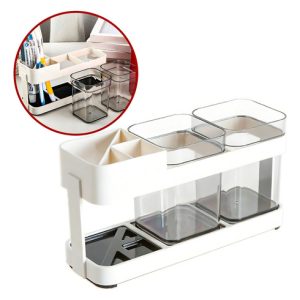Porta Cepillo De Dientes Organizador De Baño Doble Vaso