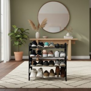 Zapatero 4 Niveles Organizador De Zapatos Hasta 12 Pares Negro