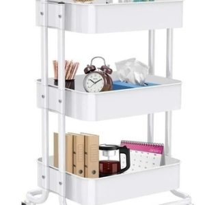 Carrito Auxiliar Organizador Multi-usos 3 Niveles Ruedas 360 Shopmall Color Blanco