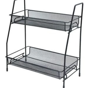 Organizador Metálico 2 Niveles Cocina Estante Almacenamiento Negro