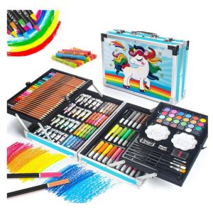Set De Arte En Caja Metalica Kit De Dibujo 145 Piezas