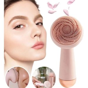 Masajeador Facial Portatíl Limpiador En Silicona Relajante  Rosa