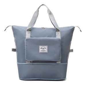 Bolso De Hombro De Viaje Grande, Plegable, Impermeable, De Color Azul Sólido Para Mujer