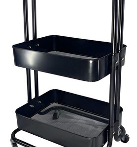 Organizador De Cocina Carrito Auxiliar 3 Niveles Estante 360 Color Negro