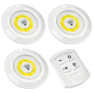 Luz Led Set X3 Lampara Adhesiva Control Remoto Estructura Blanco