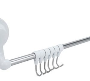 Toallero Ventosa Soporte Toalla Organizador Baño Boccherini Blanco Con Ganchos