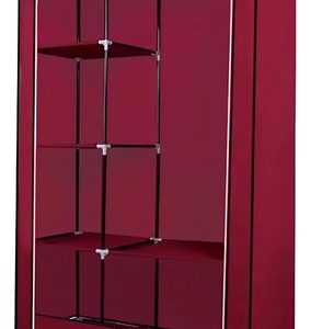 Closet Armario Plegable De Tela 2 Puertas Portátil Vino Color Marrón