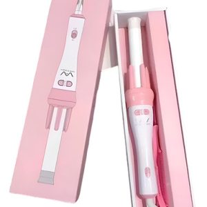 Pinza Rizador Cabello Giro Automático Varilla Calefactora Rosado/blanco