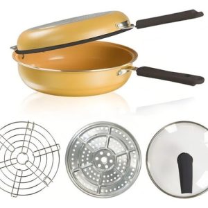 Sartén Doble Parrilla Dessini Antiadherente 40cm + Repuesto Color Amarillo