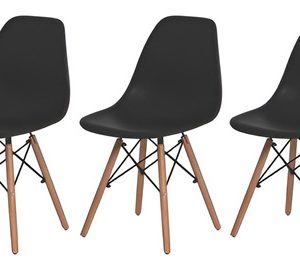 Set De 3 Sillas De Comedor Charles Eiffel Eames Wood