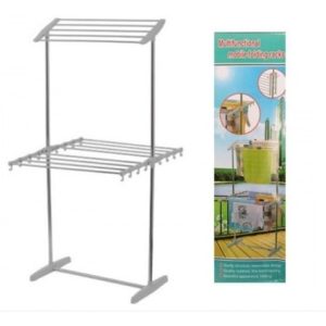 Tendedero De Ropa Plegable 2 Niveles Organizador Portátil Blanco