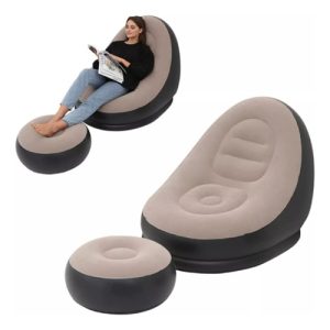 Sillas Sillón Plegables Portátiles Inflables Con Reposapies Gris