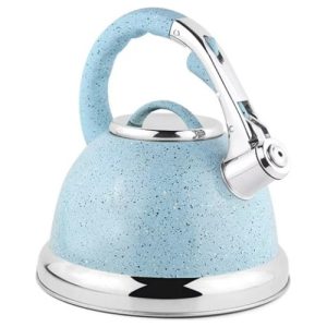 Tetera 3 Litros En Acero Inoxidable Ergonómica Con Silbato Azul